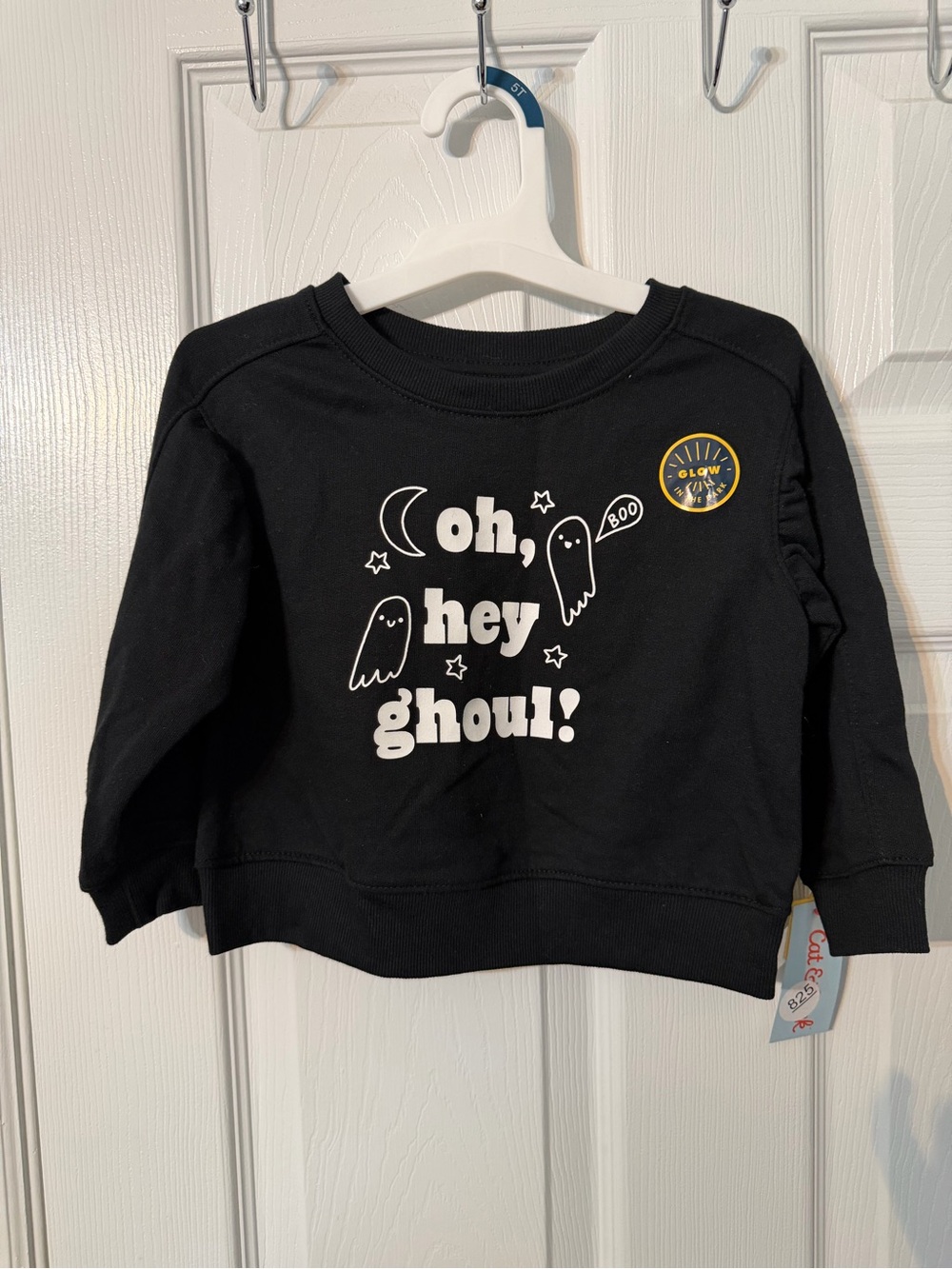 Cat & Jack Black Halloween Graphic Sweatshirt with White Print